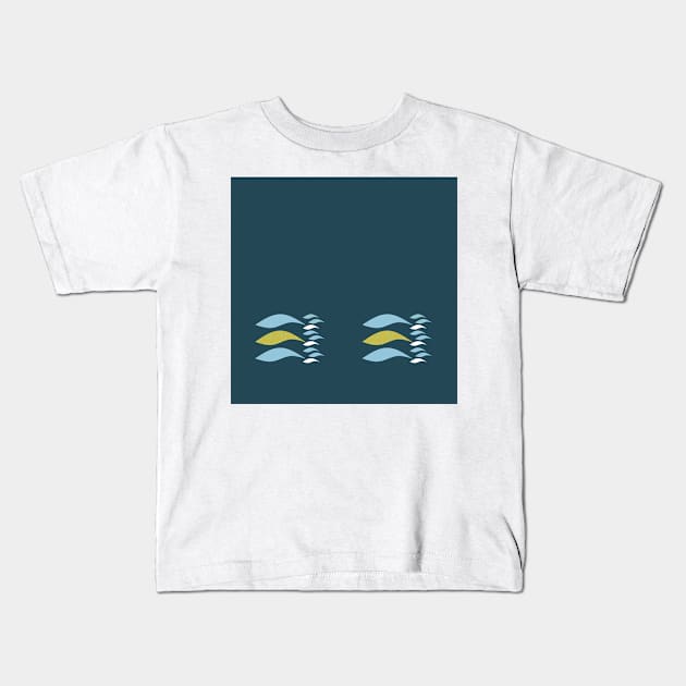 fishes on petrol blue background Kids T-Shirt by Happyoninside